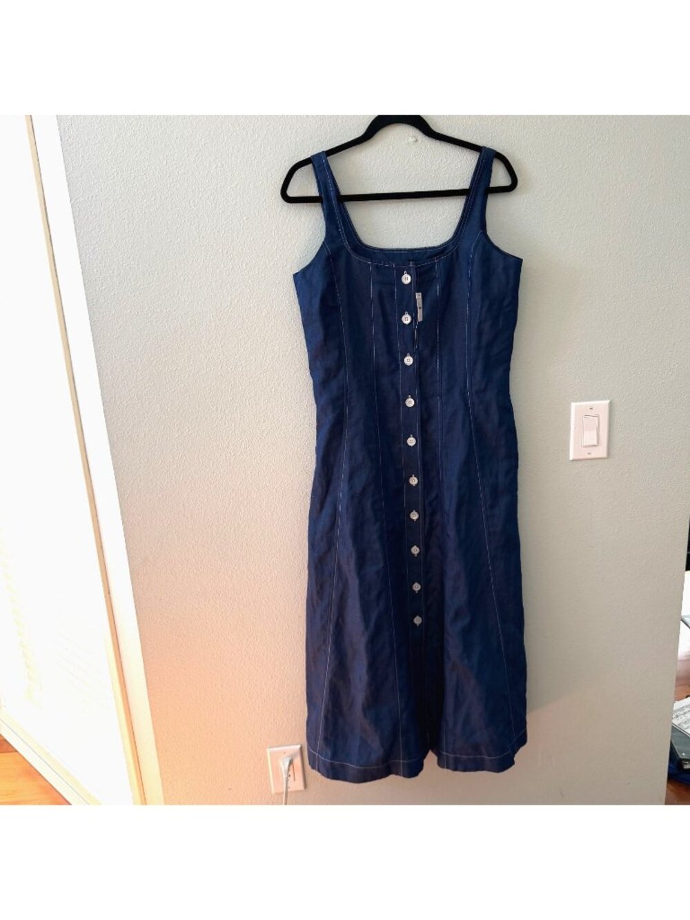 NWT Talbots Tencel Linen Seam Detail Button Front Midi Dress 8 2025